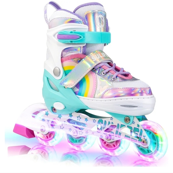 Unicorn Rainbow Light Up Adjustable Skates New - Picture 1 of 16